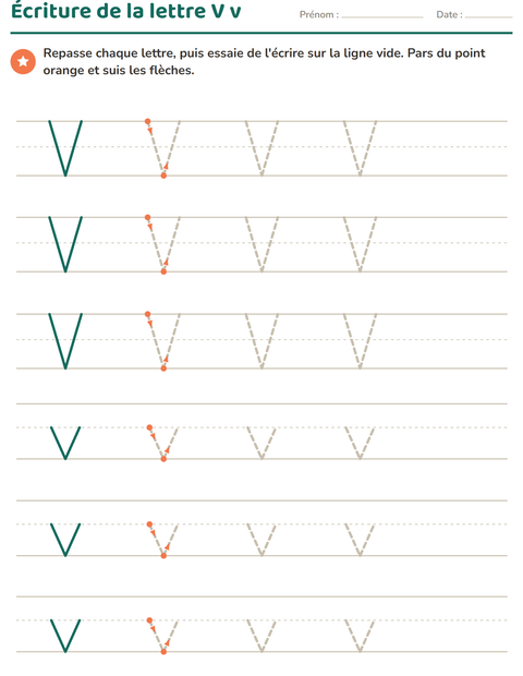 Aperçu de la fiche Écriture des lettres pour École maternelle (grande section, 5-7 ans)
