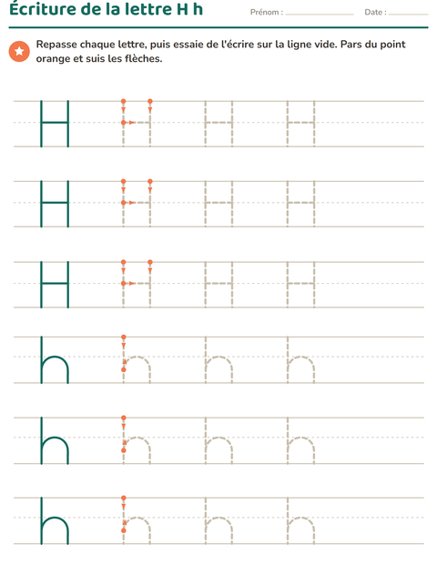 Aperçu de la fiche Écriture des lettres pour École maternelle (grande section, 5-7 ans)