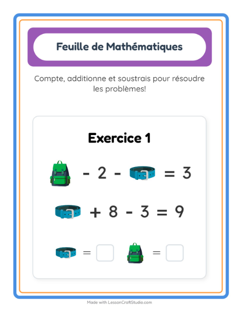 Aperçu de la fiche Fiche De Mathématiques avec Accessoires pour École maternelle (grande section, 5-7 ans)