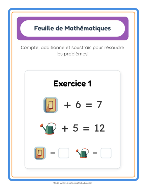 Aperçu de la fiche Fiche De Mathématiques avec Autour de la maison pour École maternelle (grande section, 5-7 ans)