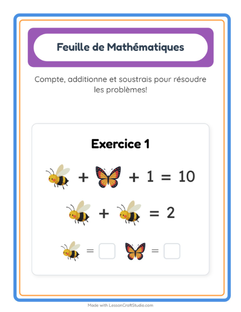 Aperçu de la fiche Fiche De Mathématiques avec Choses qui volent pour École maternelle (grande section, 5-7 ans)