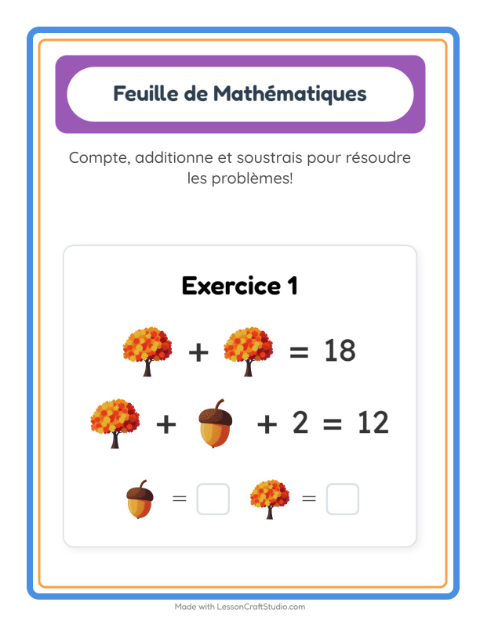 Aperçu de la fiche Fiche De Mathématiques avec Divers pour École maternelle (grande section, 5-7 ans)