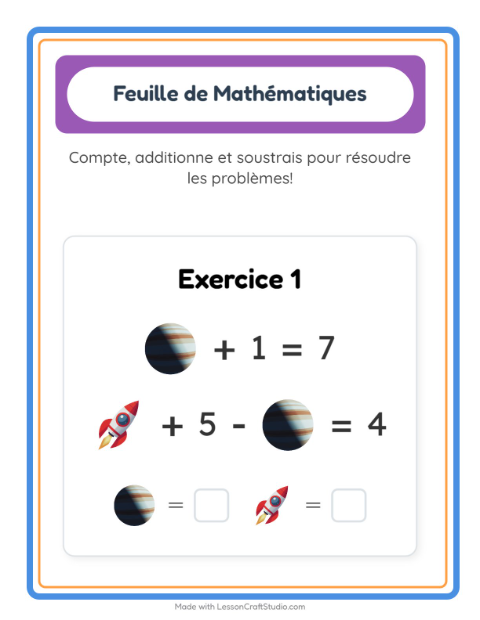 Aperçu de la fiche Fiche De Mathématiques avec Espace pour École maternelle (grande section, 5-7 ans)