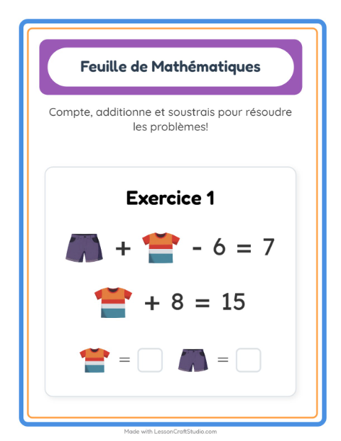 Aperçu de la fiche Fiche De Mathématiques avec Été pour École maternelle (grande section, 5-7 ans)