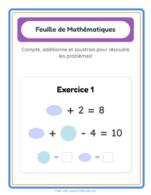 Aperçu de la fiche Fiche De Mathématiques avec Formes pour École maternelle (grande section, 5-7 ans)