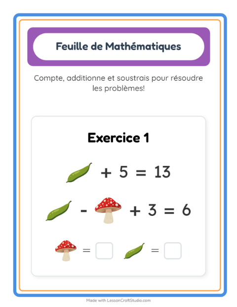 Aperçu de la fiche Fiche De Mathématiques avec Légumes pour École maternelle (grande section, 5-7 ans)