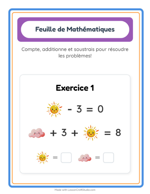 Aperçu de la fiche Fiche De Mathématiques avec Météo pour École maternelle (grande section, 5-7 ans)