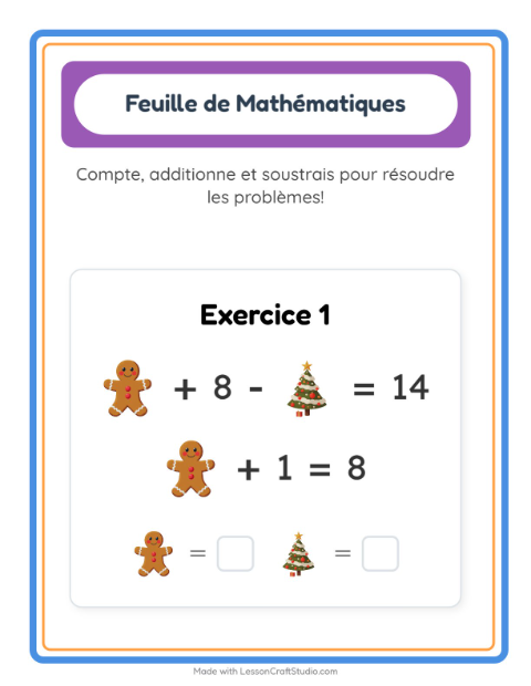 Aperçu de la fiche Fiche De Mathématiques avec Noël pour École maternelle (grande section, 5-7 ans)
