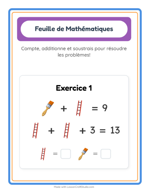Aperçu de la fiche Fiche De Mathématiques avec Outils pour École maternelle (grande section, 5-7 ans)