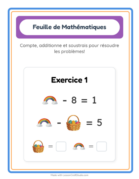 Aperçu de la fiche Fiche De Mathématiques avec Pâques pour École maternelle (grande section, 5-7 ans)
