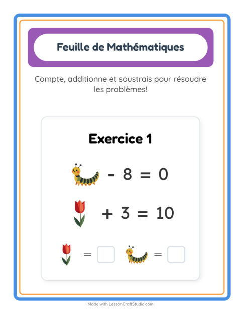 Aperçu de la fiche Fiche De Mathématiques avec Printemps pour École maternelle (grande section, 5-7 ans)