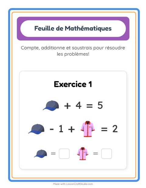 Aperçu de la fiche Fiche De Mathématiques avec Vêtements pour École maternelle (grande section, 5-7 ans)