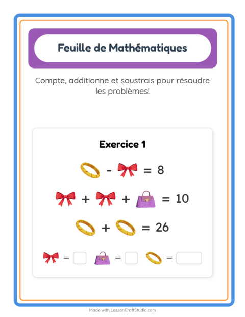 Aperçu de la fiche Fiche De Mathématiques avec Accessoires pour École maternelle (grande section, 5-7 ans)