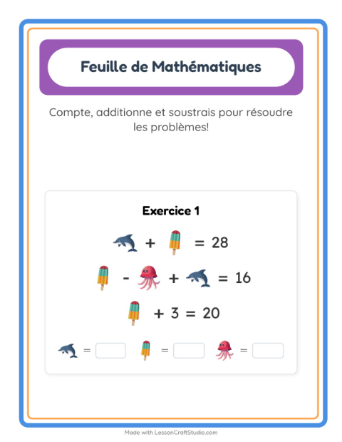 Aperçu de la fiche Fiche De Mathématiques avec Été pour École maternelle (grande section, 5-7 ans)