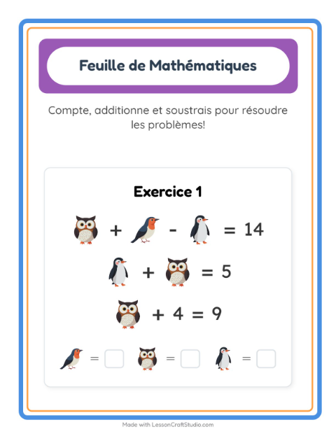 Calcul avec des images – Oiseaux 2