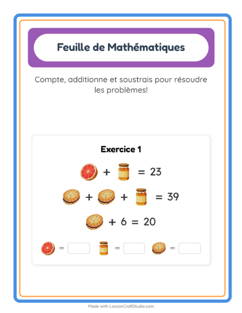 Aperçu de la fiche Fiche De Mathématiques avec Petit-déjeuner pour École maternelle (grande section, 5-7 ans)