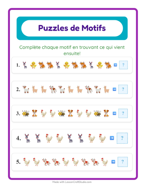 Aperçu de la fiche Fiche De Modèles avec Animaux de la ferme pour CP (cours préparatoire)