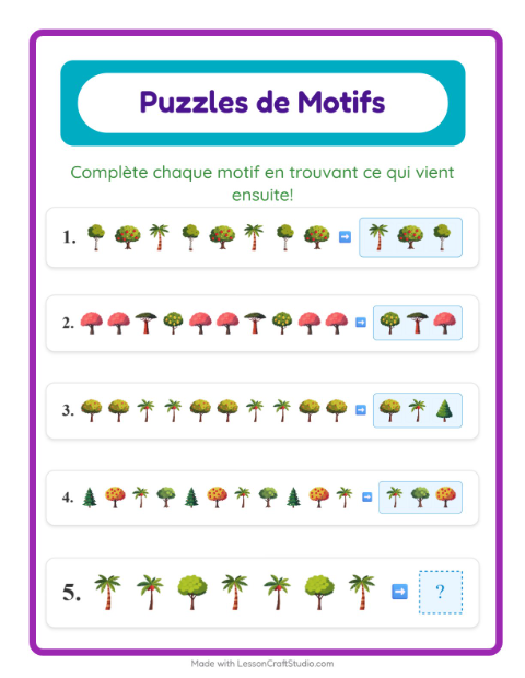 Aperçu de la fiche Fiche De Modèles avec Arbres pour CP (cours préparatoire)