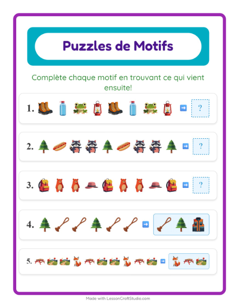 Aperçu de la fiche Fiche De Modèles avec Camping pour CP (cours préparatoire)