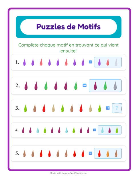 Aperçu de la fiche Fiche De Modèles avec Couleurs pour CP (cours préparatoire)