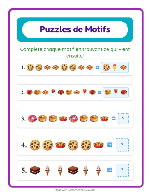 Aperçu de la fiche Fiche De Modèles avec Desserts et sucreries pour CP (cours préparatoire)