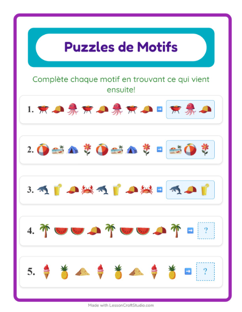 Aperçu de la fiche Fiche De Modèles avec Été pour CP (cours préparatoire)