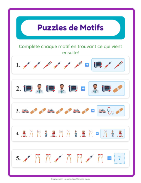 Aperçu de la fiche Fiche De Modèles avec Hôpital pour CP (cours préparatoire)