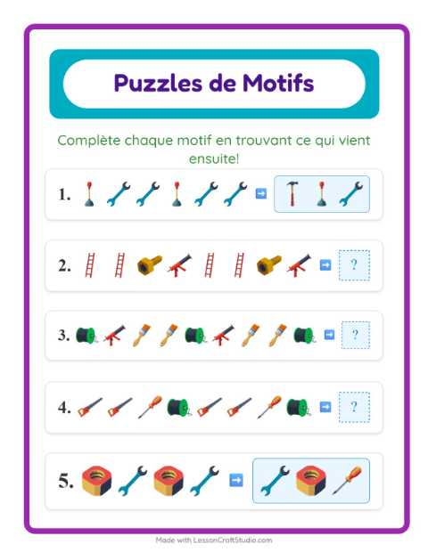 Aperçu de la fiche Fiche De Modèles avec Outils pour CP (cours préparatoire)
