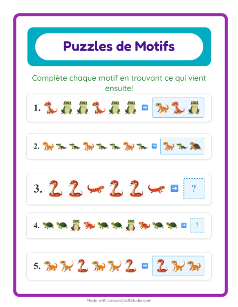 Aperçu de la fiche Fiche De Modèles avec Reptiles et amphibiens pour CP (cours préparatoire)