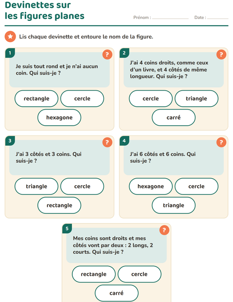 Devinettes sur les figures planes : qui suis-je ?