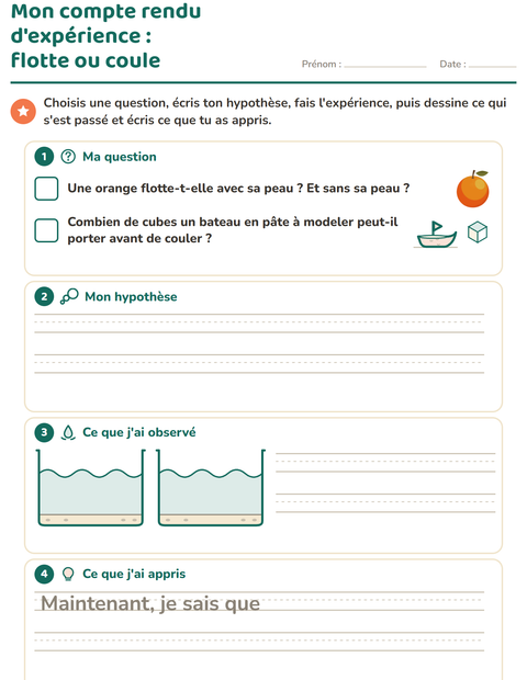 Aperçu : Mon compte rendu d’expérience : flotte ou coule