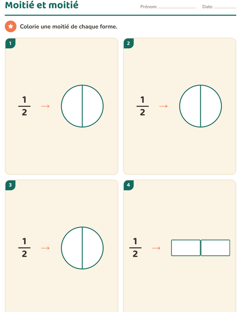 Fractions au CE1 : parts égales, moitiés, tiers et quarts — 3