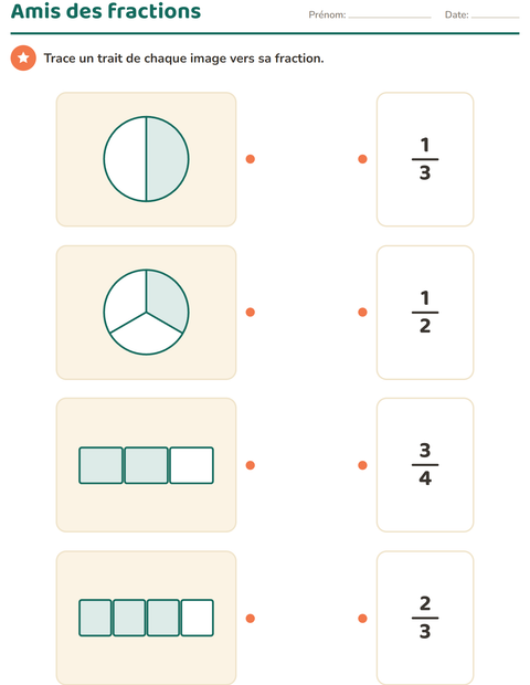 Aperçu de la fiche Fractions pour CE1 (cours élémentaire 1)
