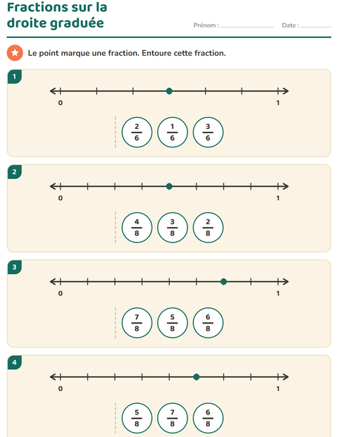 Aperçu de la fiche Fractions pour CE2 (cours élémentaire 2)