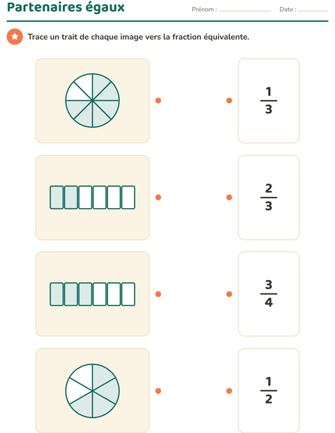 Aperçu de la fiche Fractions pour CE2 (cours élémentaire 2)