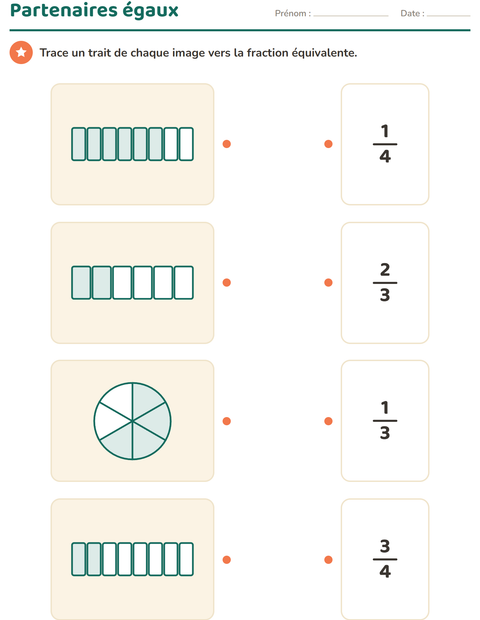 Aperçu de la fiche Fractions pour CE2 (cours élémentaire 2)