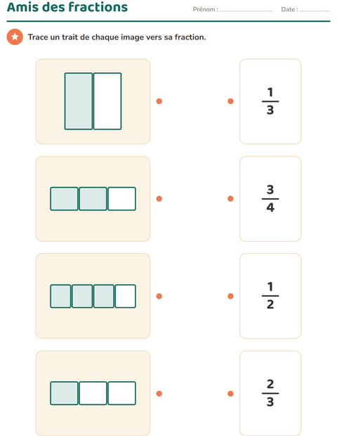 Aperçu de la fiche Fractions pour CE1 (cours élémentaire 1)
