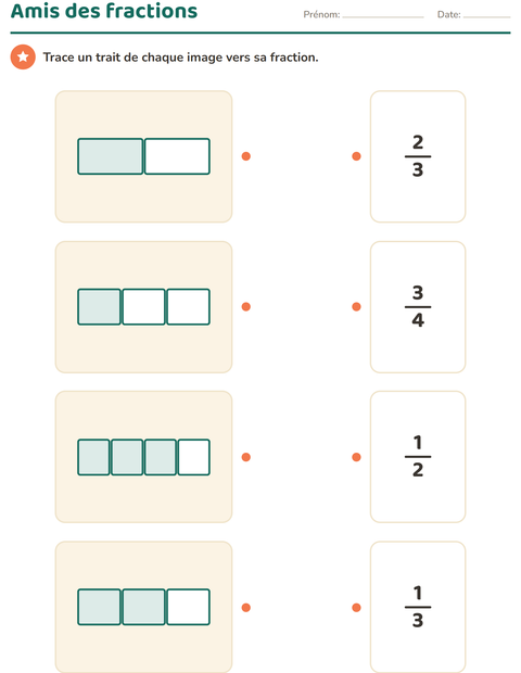 Aperçu de la fiche Fractions pour CE1 (cours élémentaire 1)