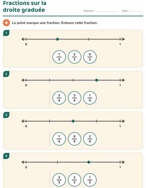 Aperçu de la fiche Fractions pour CE2 (cours élémentaire 2)