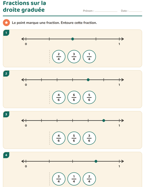 Aperçu de la fiche Fractions pour CE2 (cours élémentaire 2)