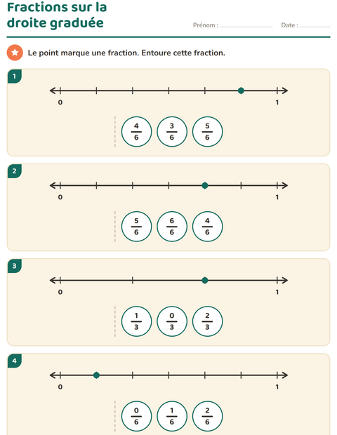 Aperçu de la fiche Fractions pour CE2 (cours élémentaire 2)