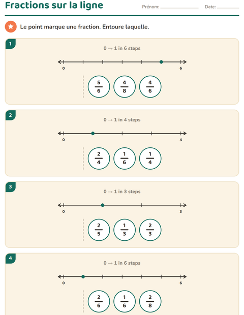 Aperçu de la fiche Fractions pour CE2 (cours élémentaire 2)