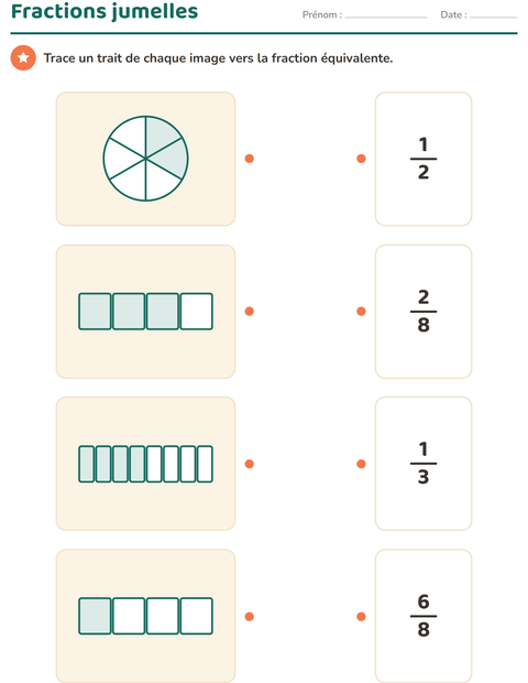 Aperçu de la fiche Fractions pour CE2 (cours élémentaire 2)