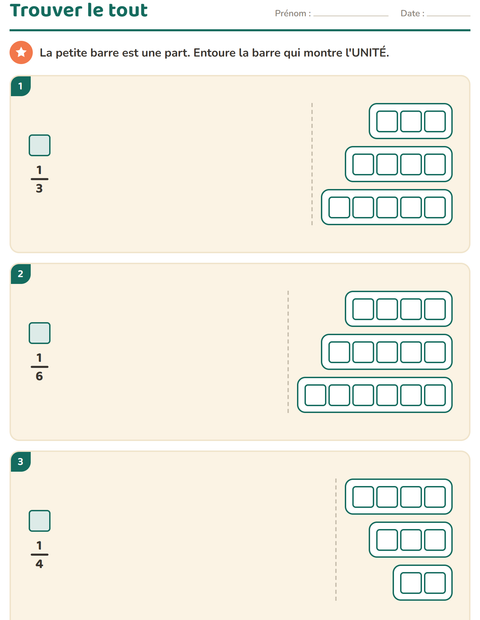 Aperçu de la fiche Fractions pour CE2 (cours élémentaire 2)