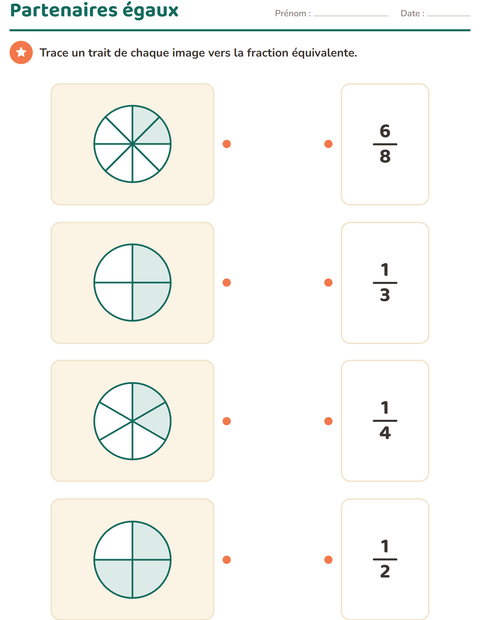 Aperçu de la fiche Fractions pour CE2 (cours élémentaire 2)