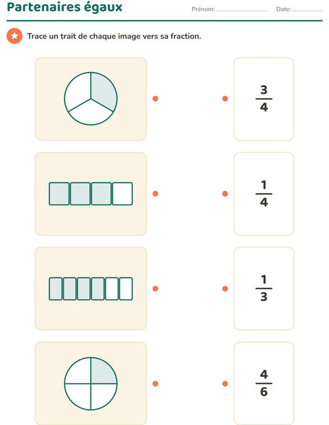 Aperçu de la fiche Fractions pour CE2 (cours élémentaire 2)