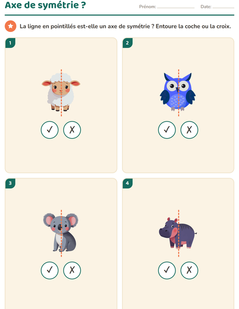 Aperçu de la fiche Géométrie avec Animaux pour CE1 (cours élémentaire 1)