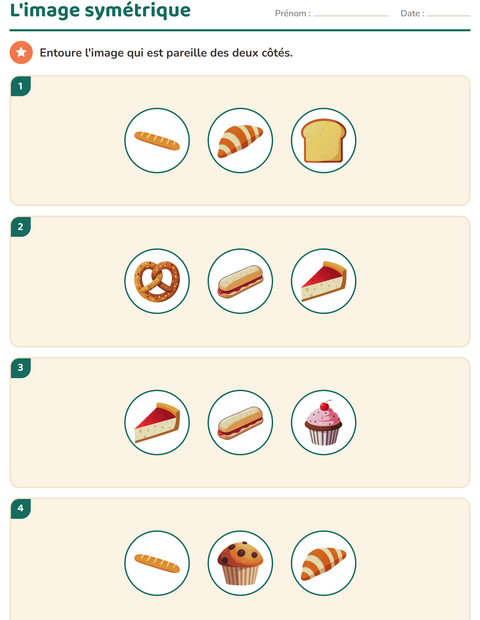 Aperçu de la fiche Géométrie avec Boulangerie pour CE1 (cours élémentaire 1)