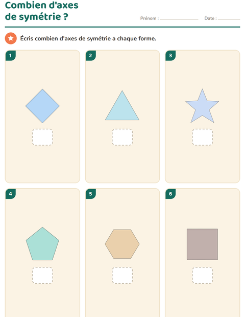 Aperçu de la fiche Géométrie pour CE2 (cours élémentaire 2)