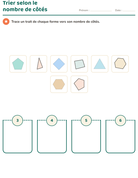 Aperçu de la fiche Géométrie pour École maternelle (grande section, 5-7 ans)